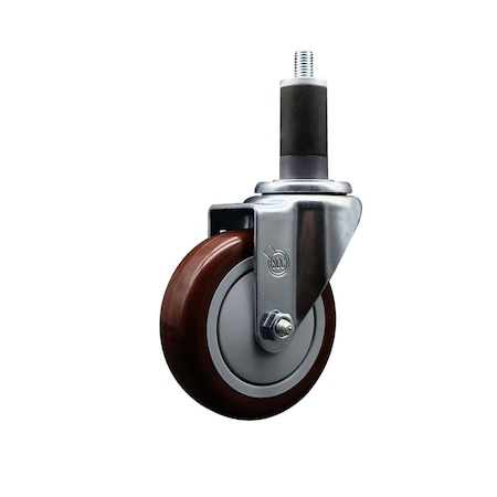 Service Caster 4'' SS Maroon Poly Wheel Swivel 1-1/4'' Expanding Stem Caster SCC-SSEX20S414-PPUB-MRN-114